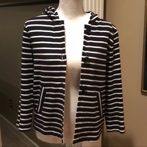 J Crew navy striped button down shirt